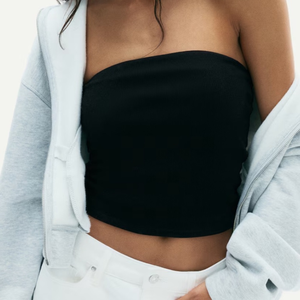 Black Ribbed Tube Top - Picture 2 of 4